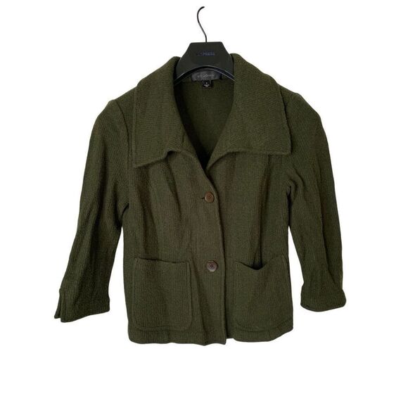 St. John button front cardigan blazer jacket green women's size 6 - Picture 1 of 4